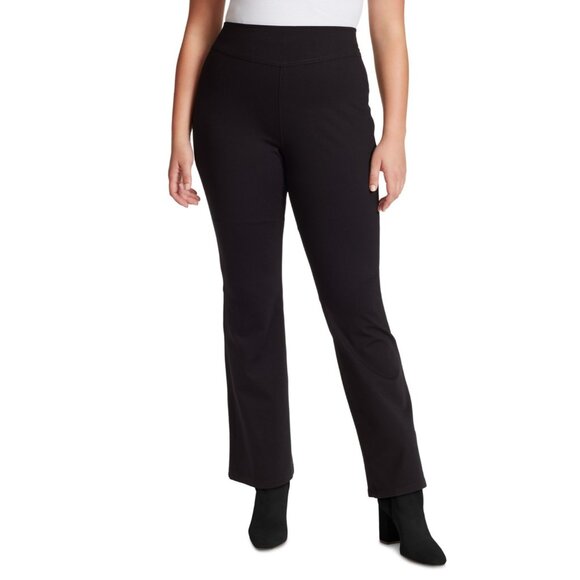 Jessica Simpson Trendy Ponte Pull-On Flare-Leg Pants Black Plus Size 16W MSRP$80 - Picture 1 of 1